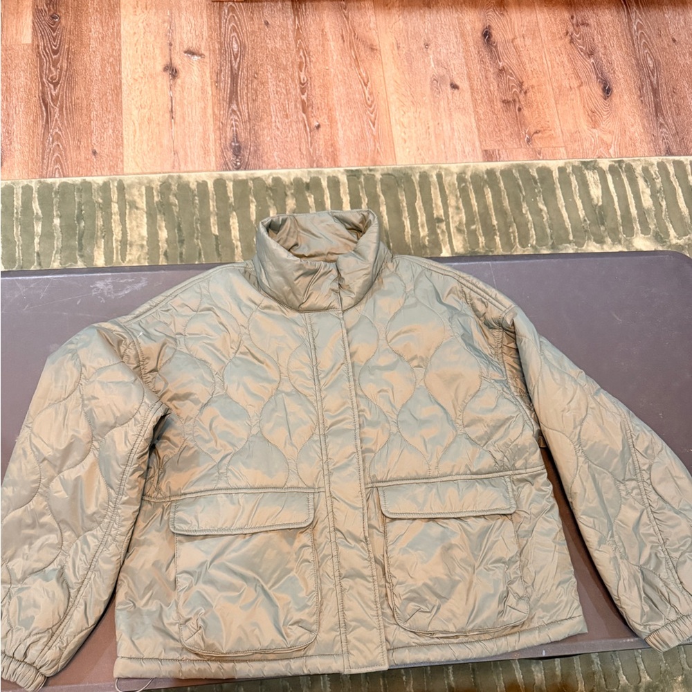 Women's Olive Quilted Puffer Jacket